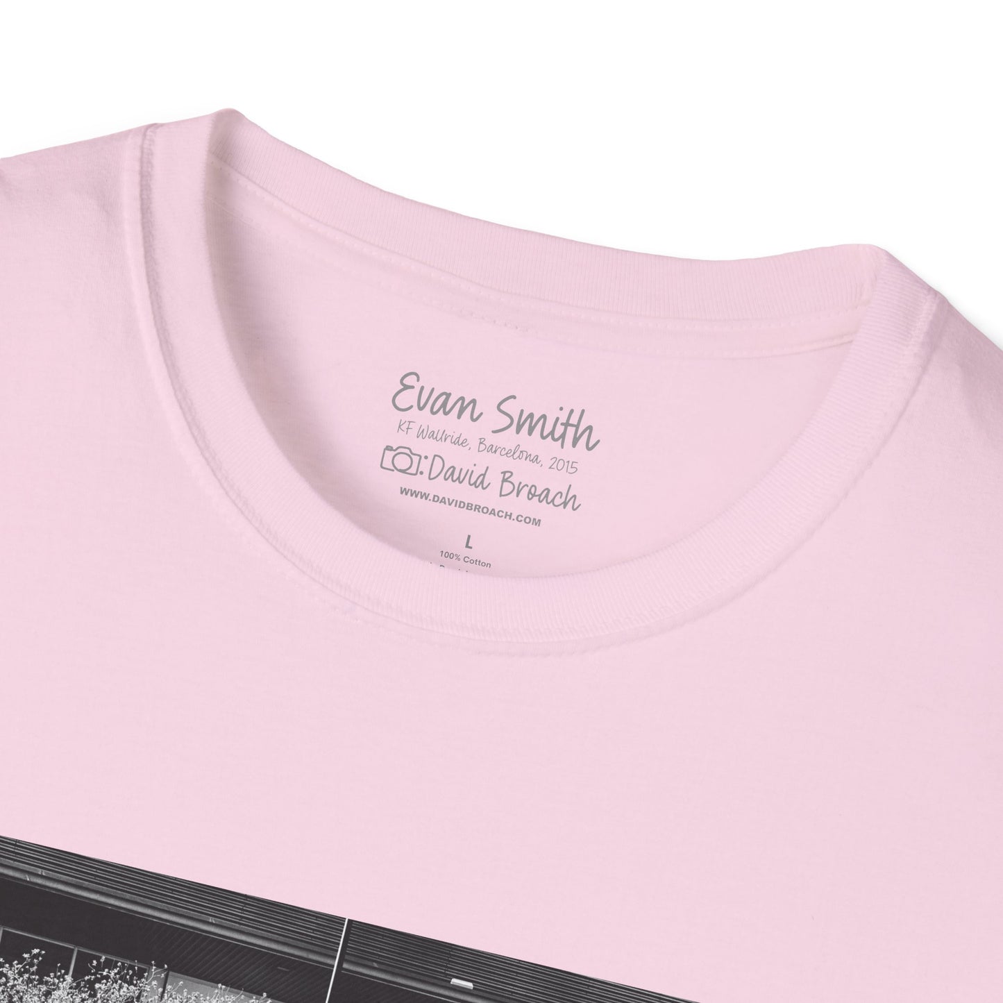 Close of of interior shirt collar. Printed Evan Smith, Photo by David Broach