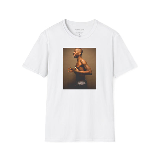 A  white crew neck short-sleeve T-shirt featuring a high-quality printed portrait of pro skater Antwuan Dixon, as seen on the cover of Thrasher Magazine. Captured by renowned skate photographer David Broach, this iconic design showcases Dixon’s unmistakable style and presence. Perfect for skateboarding enthusiasts, streetwear fans, and collectors looking for a statement piece.