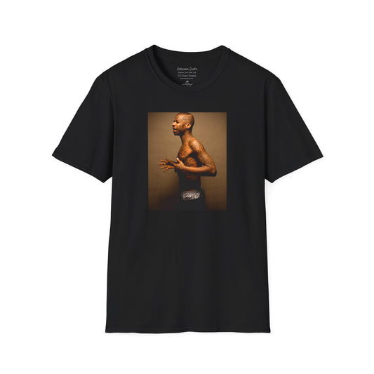 A  black crew neck short-sleeve T-shirt featuring a high-quality printed portrait of pro skater Antwuan Dixon, as seen on the cover of Thrasher Magazine. Captured by renowned skate photographer David Broach, this iconic design showcases Dixon’s unmistakable style and presence. Perfect for skateboarding enthusiasts, streetwear fans, and collectors looking for a statement piece.