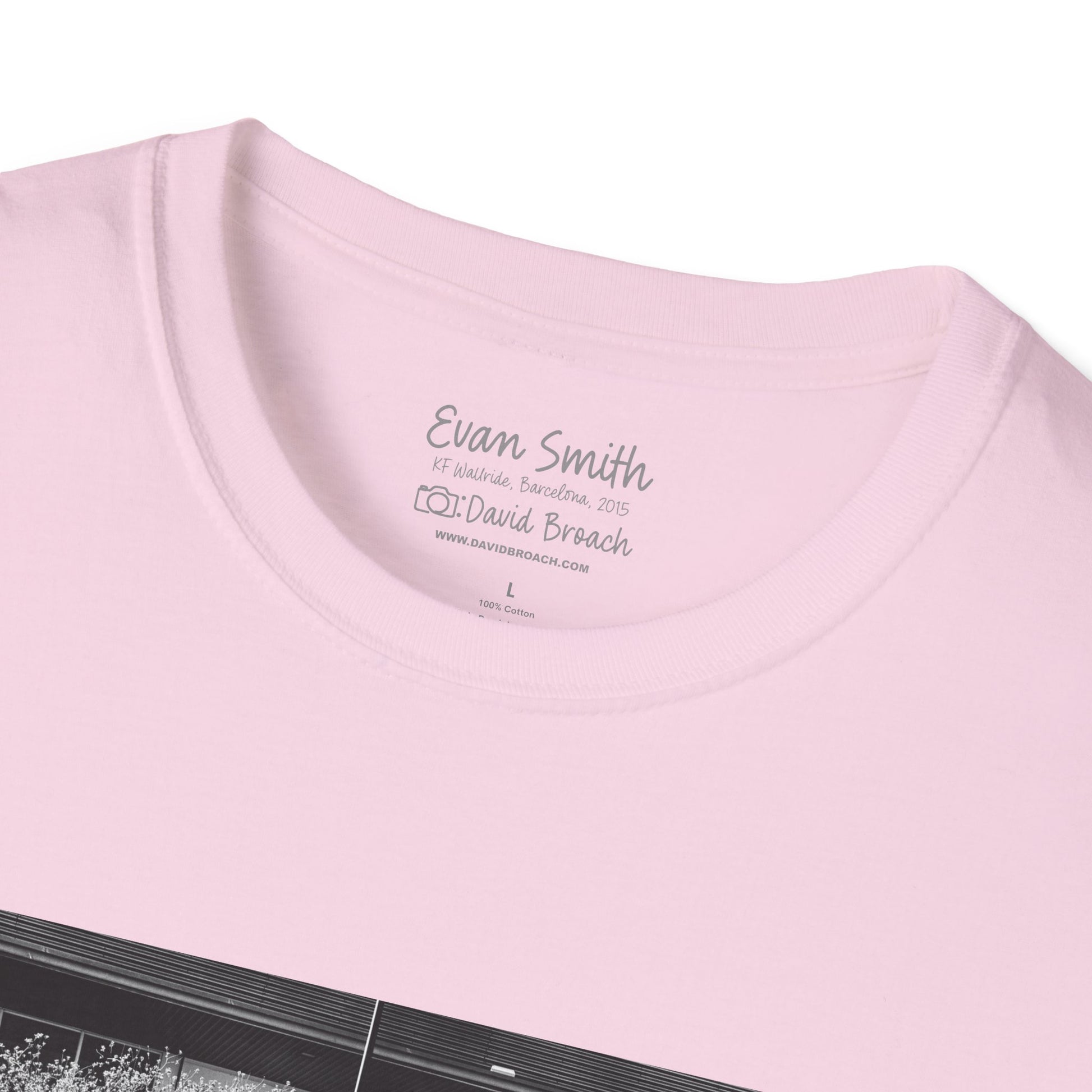 Close of of interior shirt collar. Printed Evan Smith, Photo by David Broach