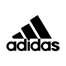 Black Adidas logo on a white background